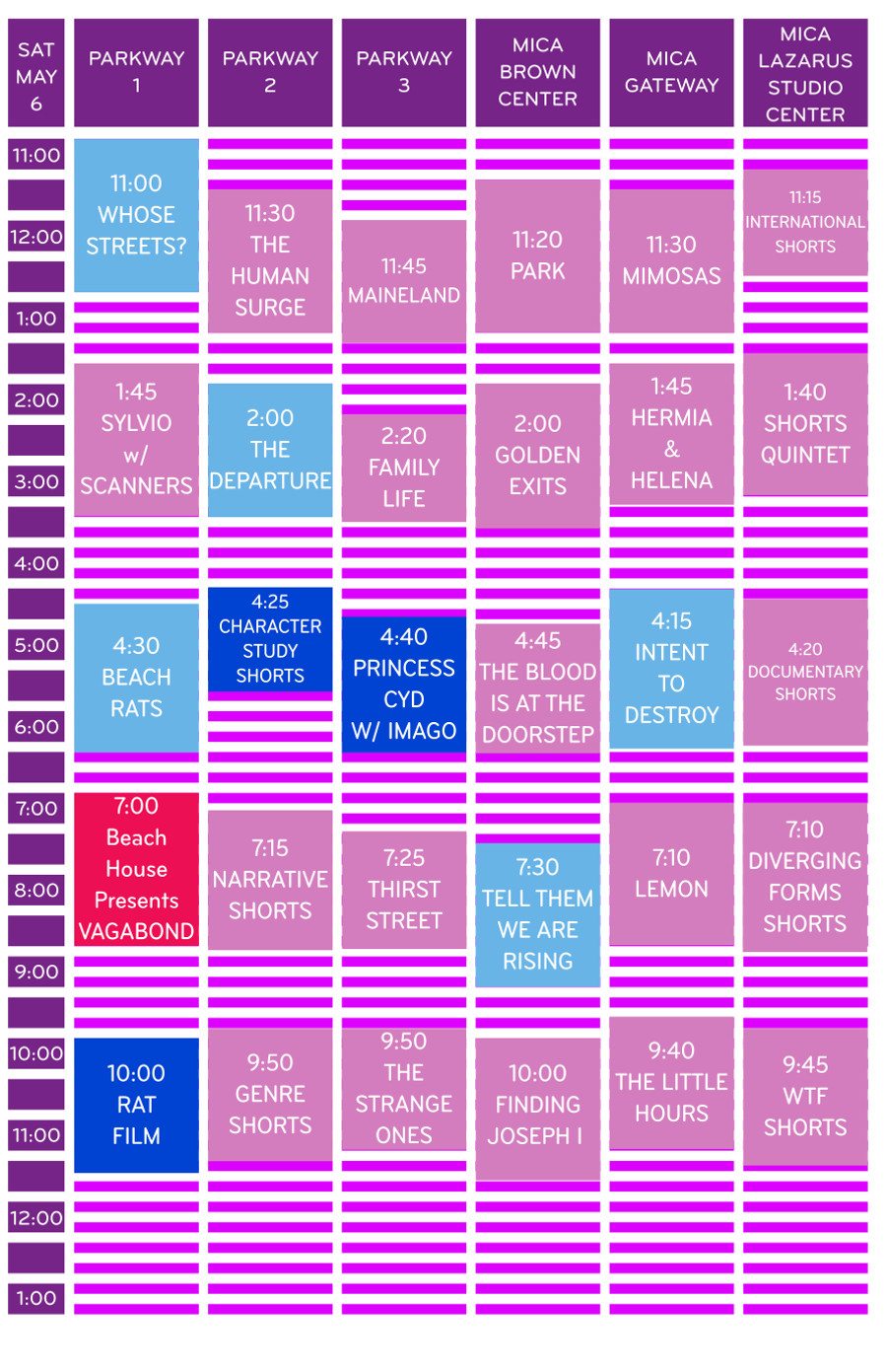 Saturday May 6 Schedule Grid MdFF 2017