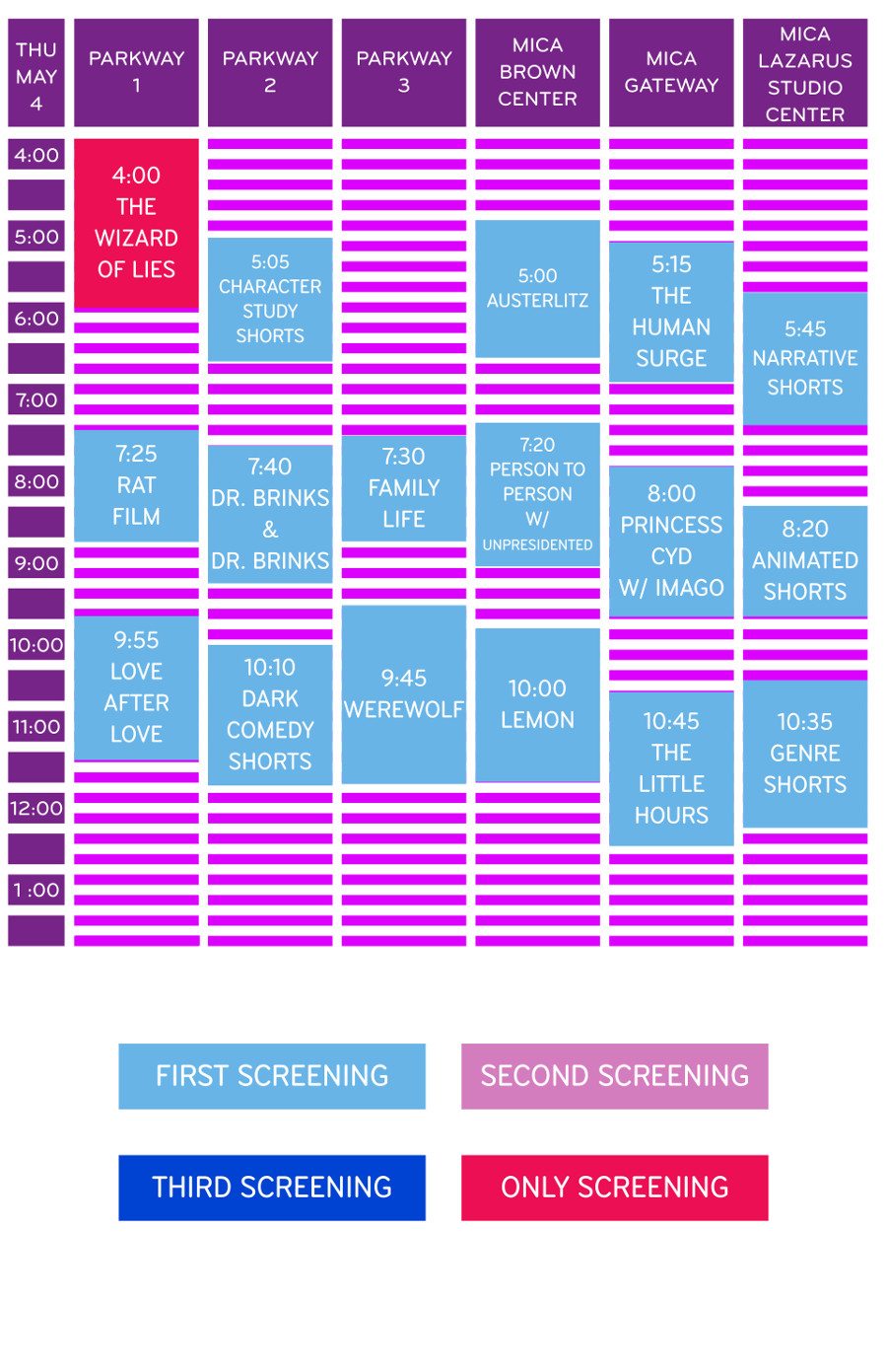 Thursday May 4 Schedule Grid MdFF 2017